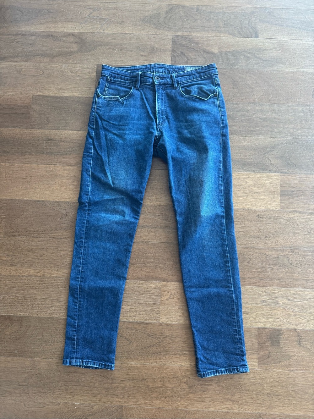Classic Dark Blue Denim Jeans - Slim Fit